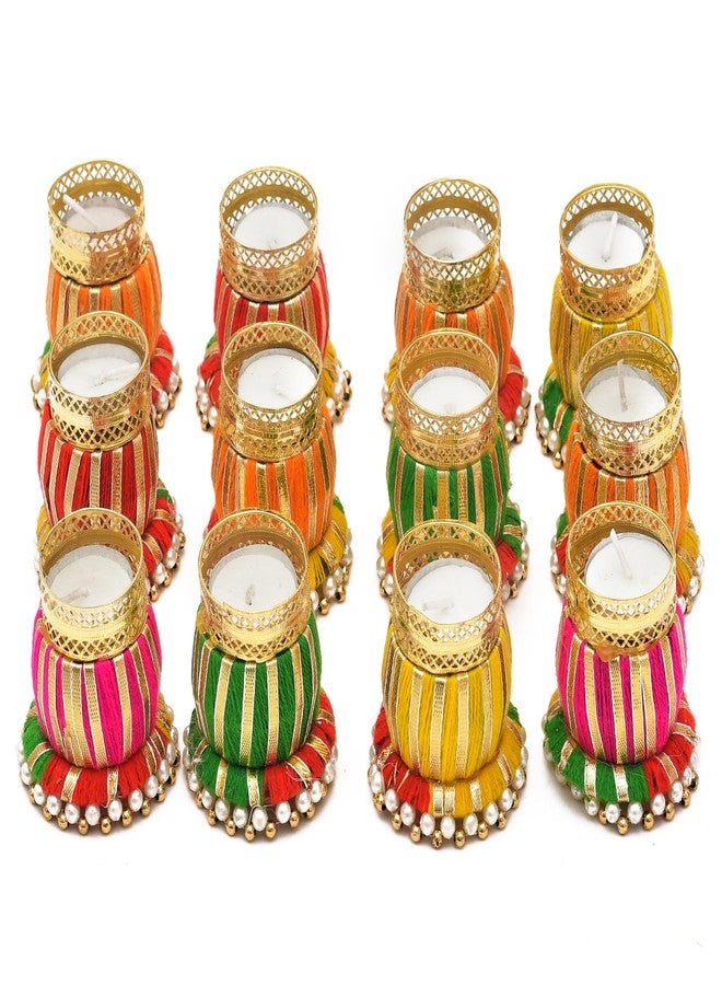 Sanvatsar Designer Damru Tealight Diwali Diya for Home Decoration (Set of 12) - Image 2